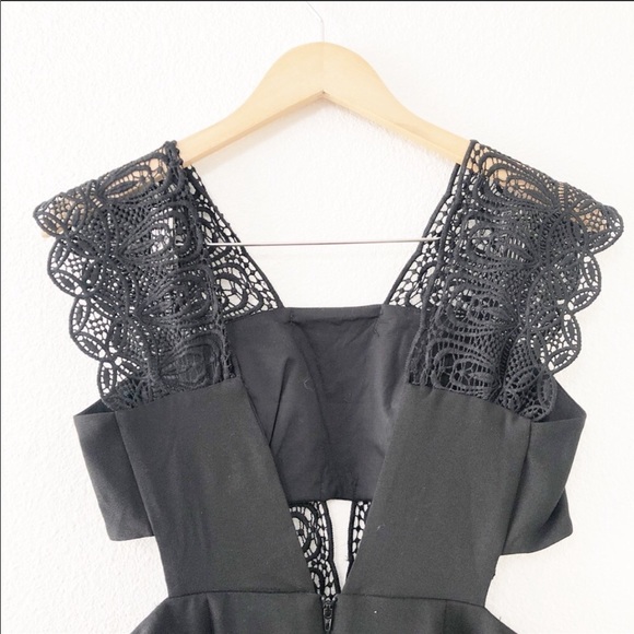 ASOS Black Lace Wide Leg Jumpsuit - Picture 7 of 8